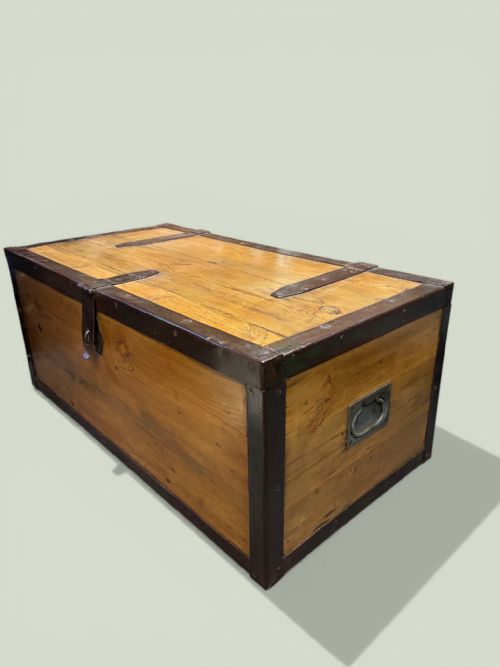 19th-century large iron-bound chest