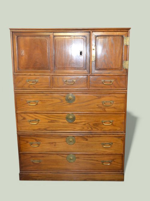 Taisho-period Japanese elm tansu chest, circa 1910