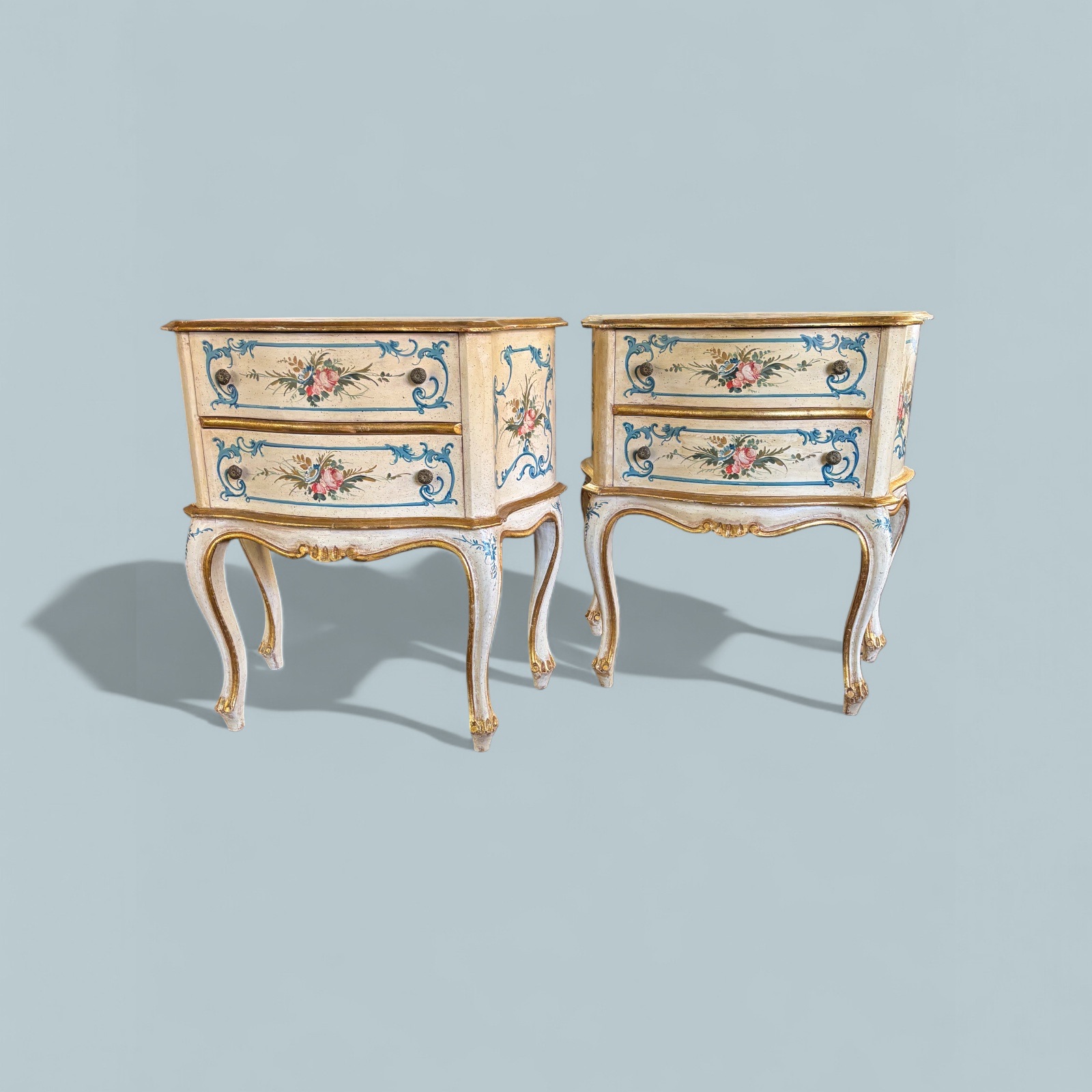 Pair of handprinted Italian Bedsides