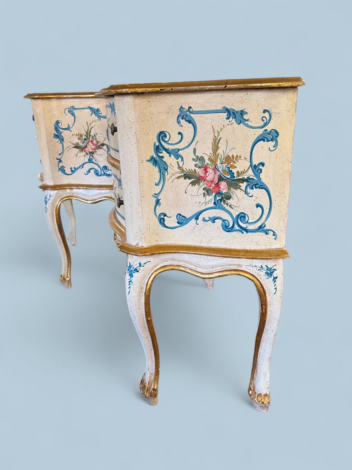 Pair of handprinted Italian Bedsides