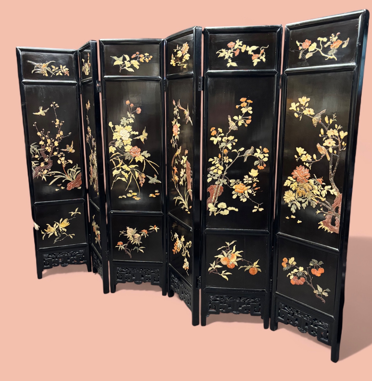 Oriental Six fold lacquered Screen