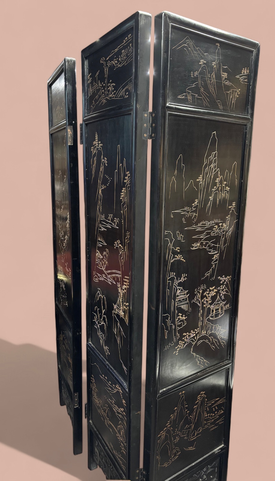 Oriental Six fold lacquered Screen