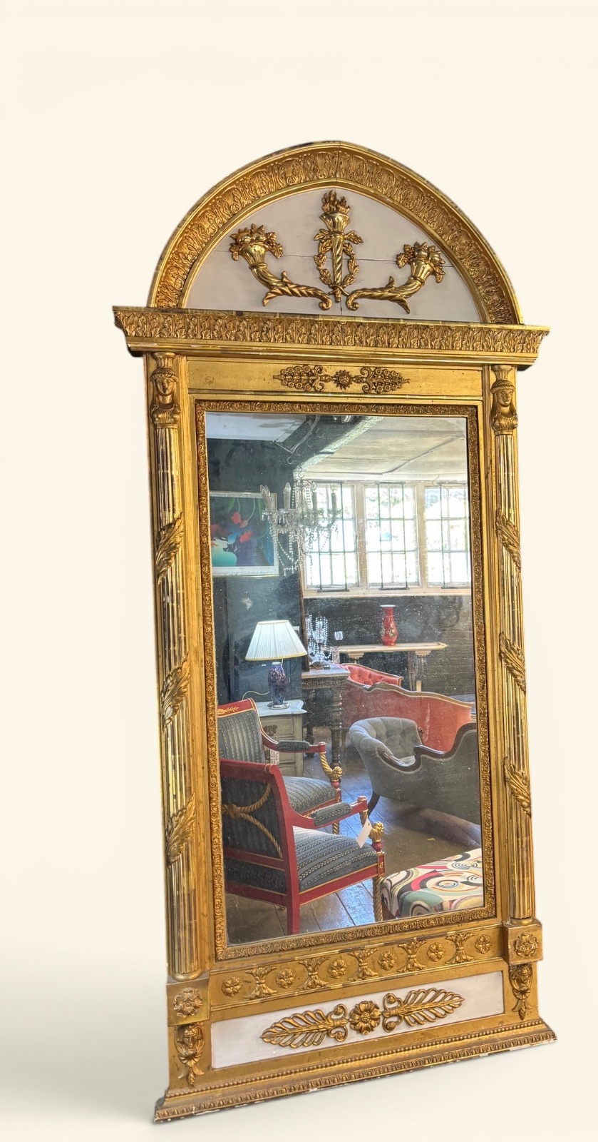 Large Giltwood Mirror – Ornate Carved Frame with Floral & Foliate