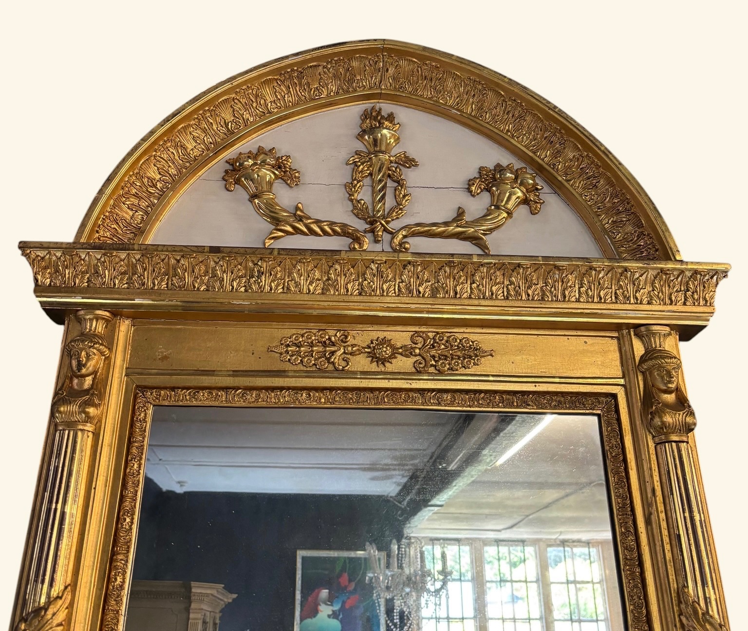 Large Giltwood Mirror – Ornate Carved Frame with Floral & Foliate