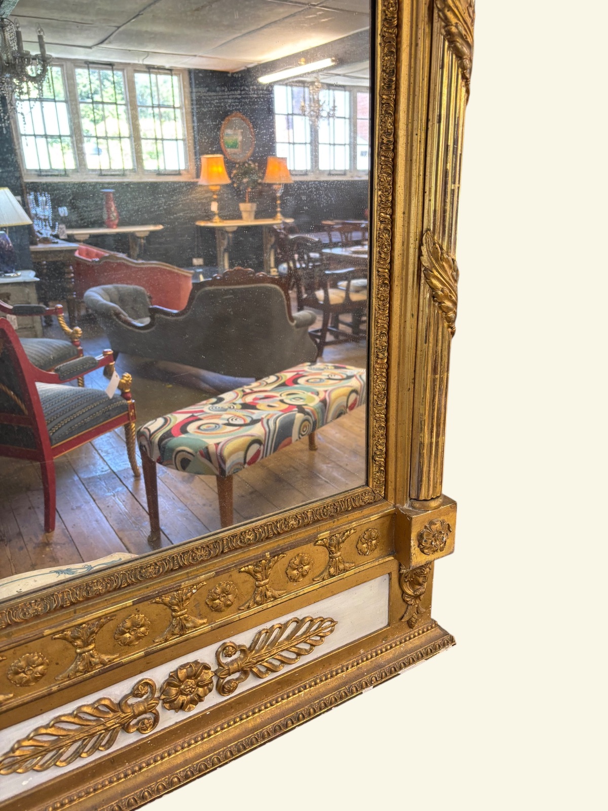 Large Giltwood Mirror – Ornate Carved Frame with Floral & Foliate