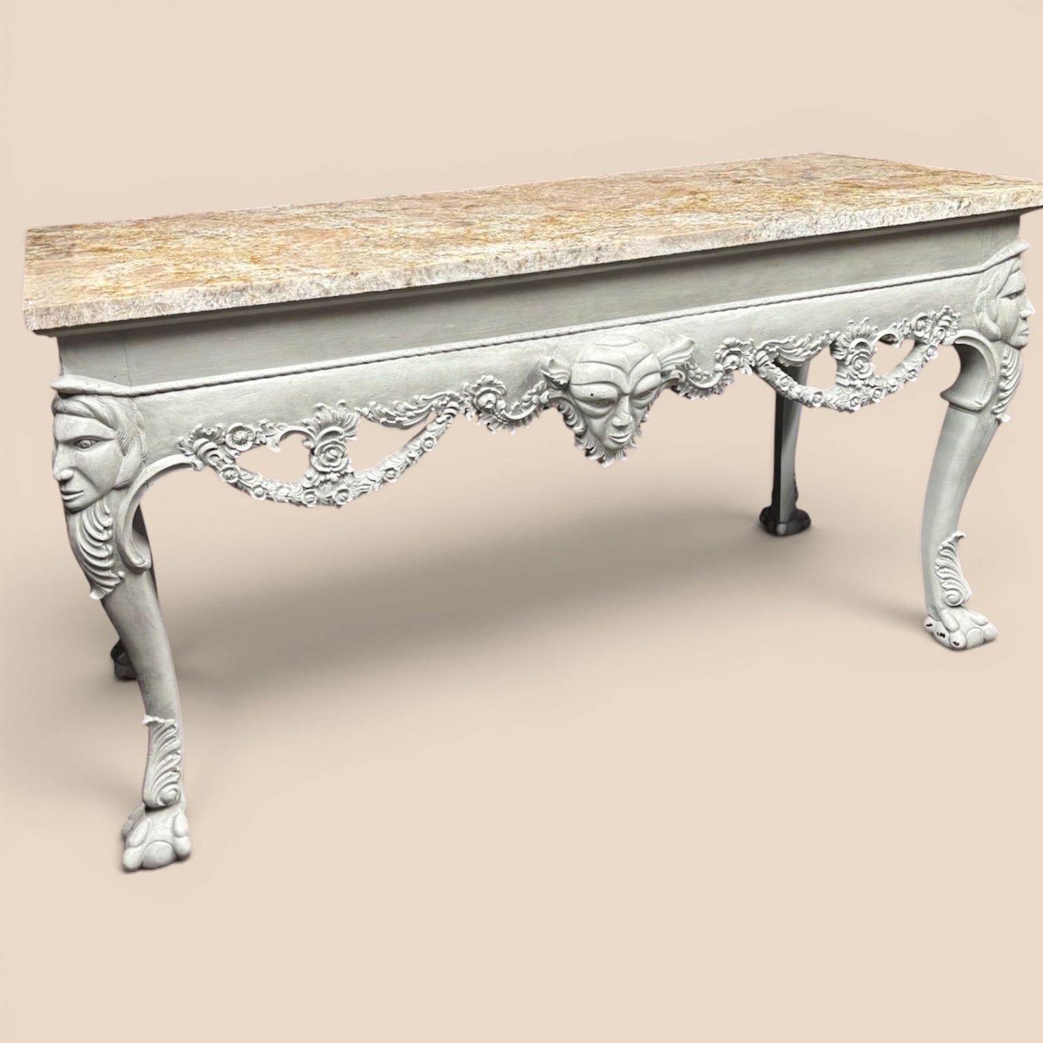 Ornate Marble‑Topped Console Table