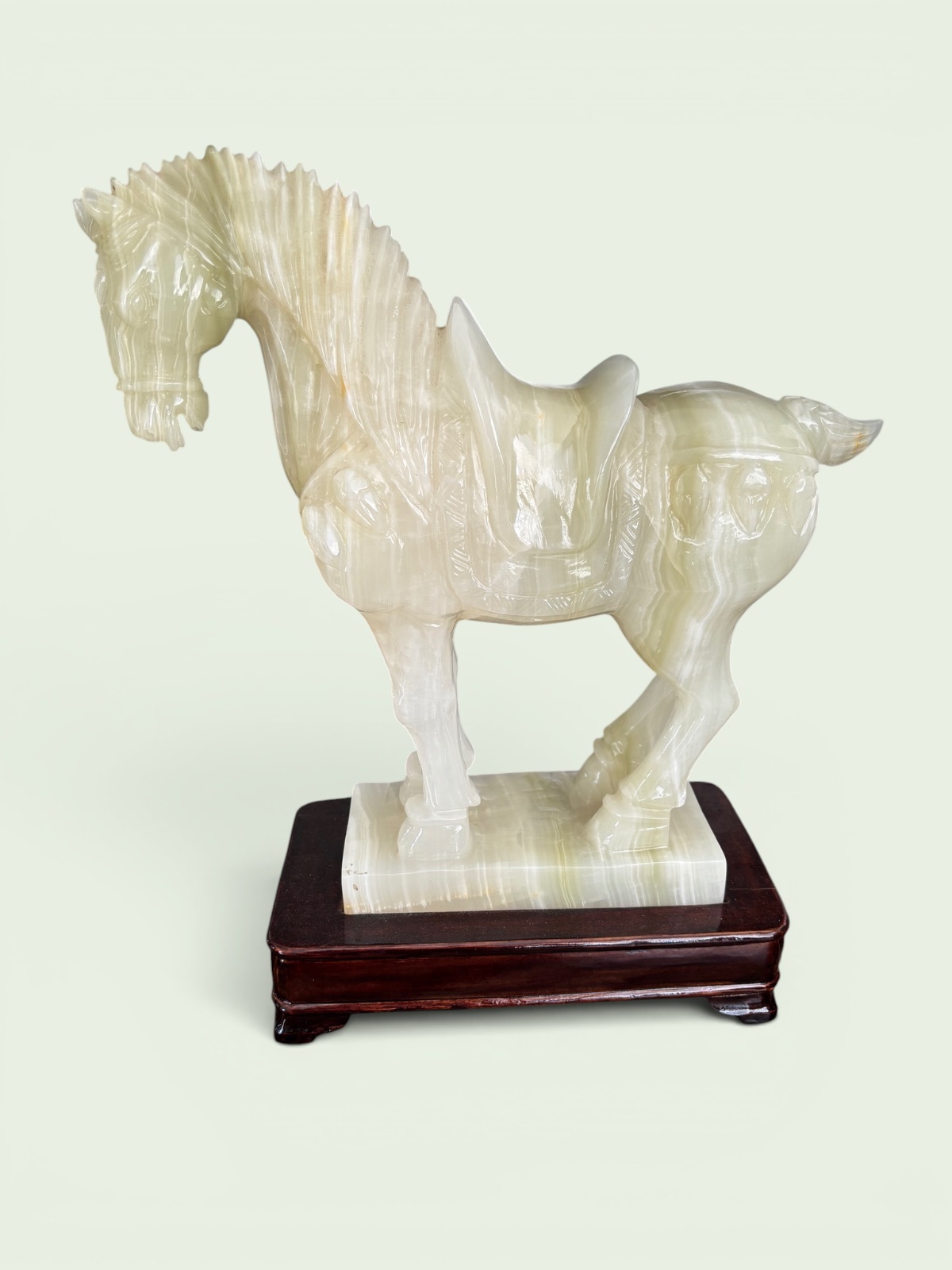 Chinese Soapstone Figure of a Horse on Plinth