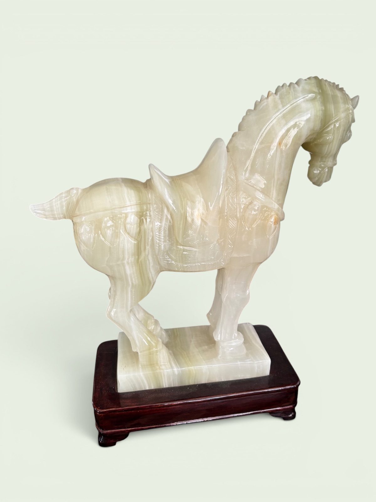 Chinese Soapstone Figure of a Horse on Plinth