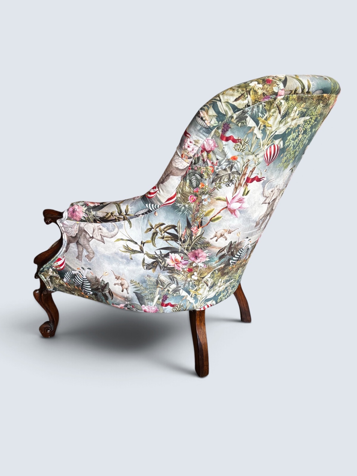 Victorian Mahogany Armchair — Newly Upholstered in Contemporary Velvet