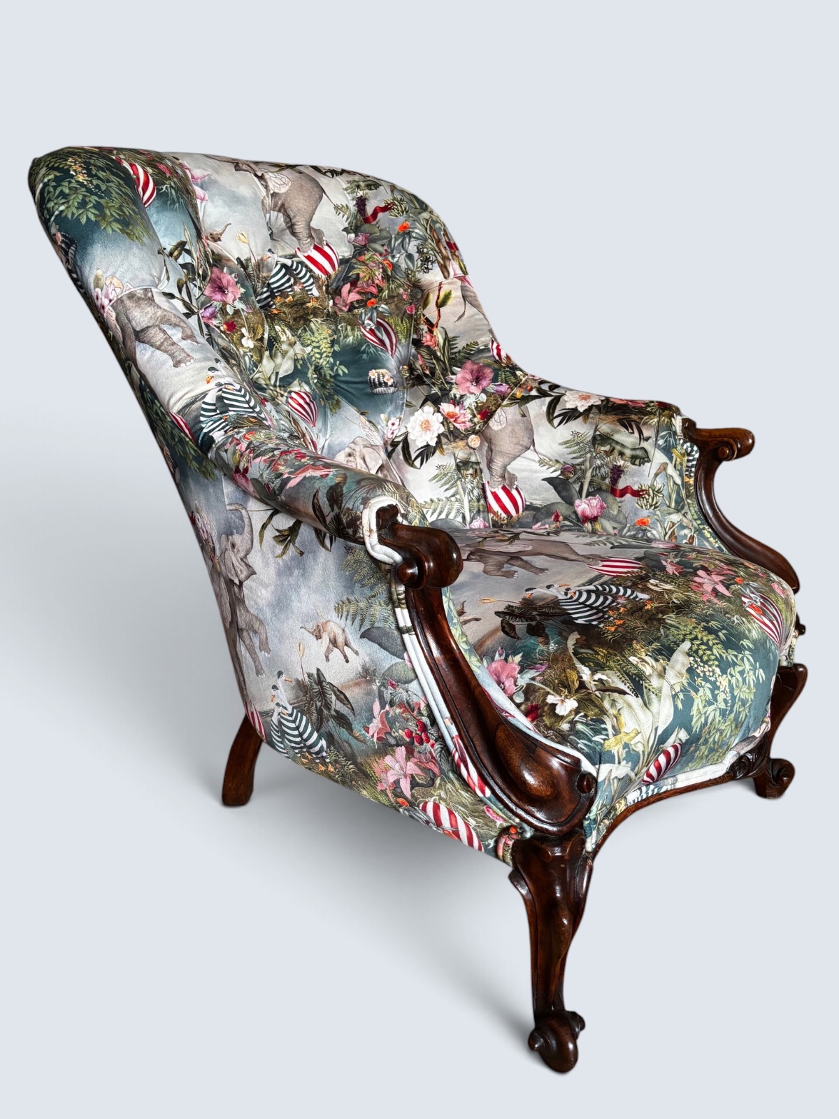 Victorian Mahogany Armchair — Newly Upholstered in Contemporary Velvet