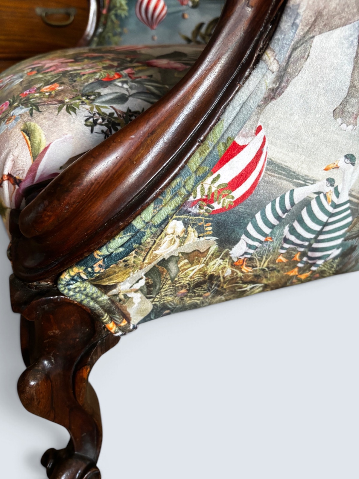 Victorian Mahogany Armchair — Newly Upholstered in Contemporary Velvet